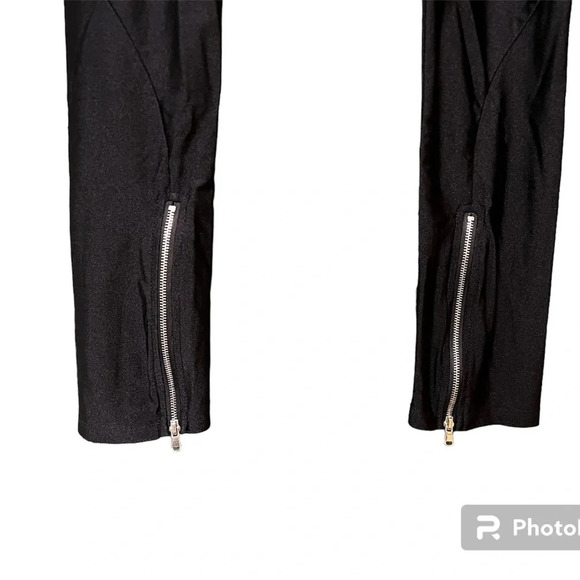 Shimmery black Dex leggings with zippers on legs, size Small - Picture 2 of 9